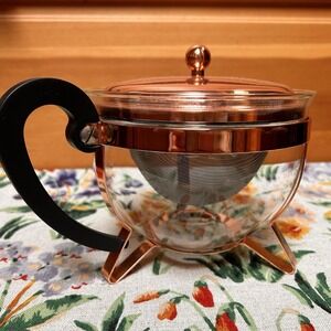 Bodum Chambord 5.5-Cup Copper Glass Teapot Mothers Day Mom Gift Tea Party Brunch